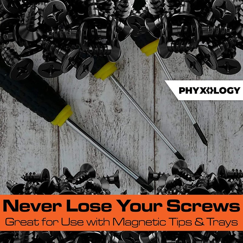 PHYXOLOGY SUPPLY Durable #12 x 5/8" Black Phillips Head Screws 50 Pk. Versatile, Super Small, Coarse-Thread Coated Magnetic Steel Wood Screws Great for Indoor DIY Woodworking Projects, Furniture, and Handiwork - Image 5